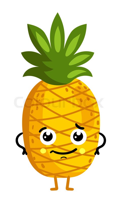 473x800 Cute Fruit Pineapple Cartoon Character Isolated On White
