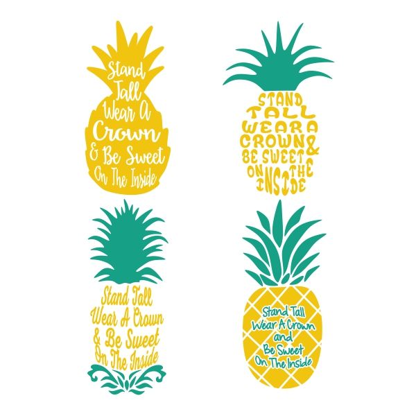 600x600 Pineapple Cuttable Design Cut File. Vector, Clipart, Digital