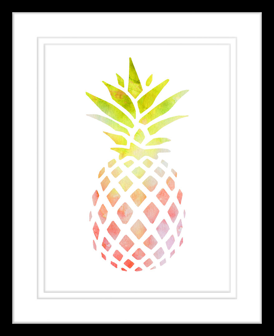 879x1079 Funky Pineapple Watercolour Silhouette Framed Print Temple Amp Webster