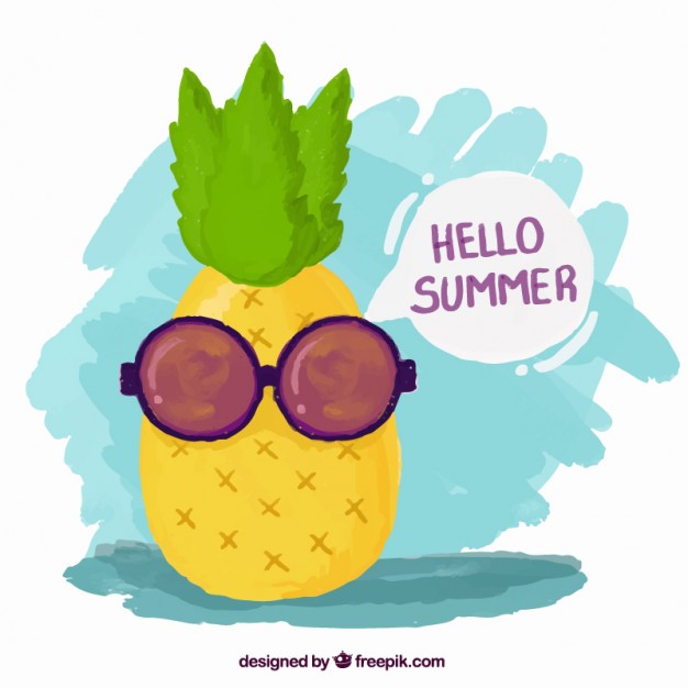 626x626 Hand Painted Cool Pineapple With Sunglasses Vector Free Download