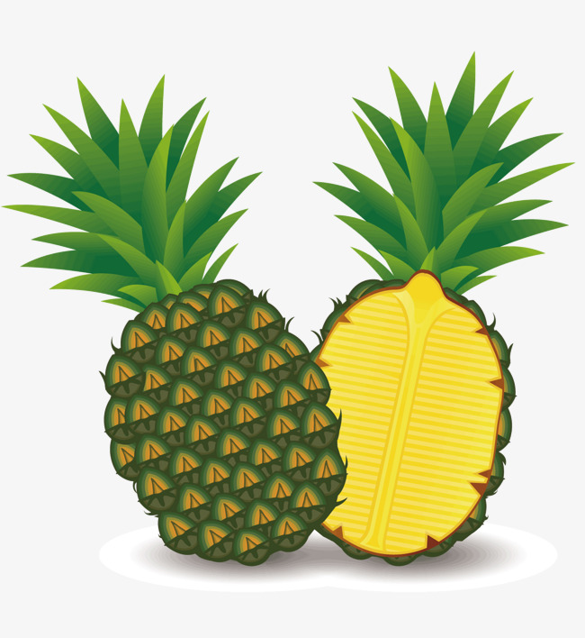 650x708 Two Cut Pineapples, Vector Diagram, Two Pineapples, Cut Open Png