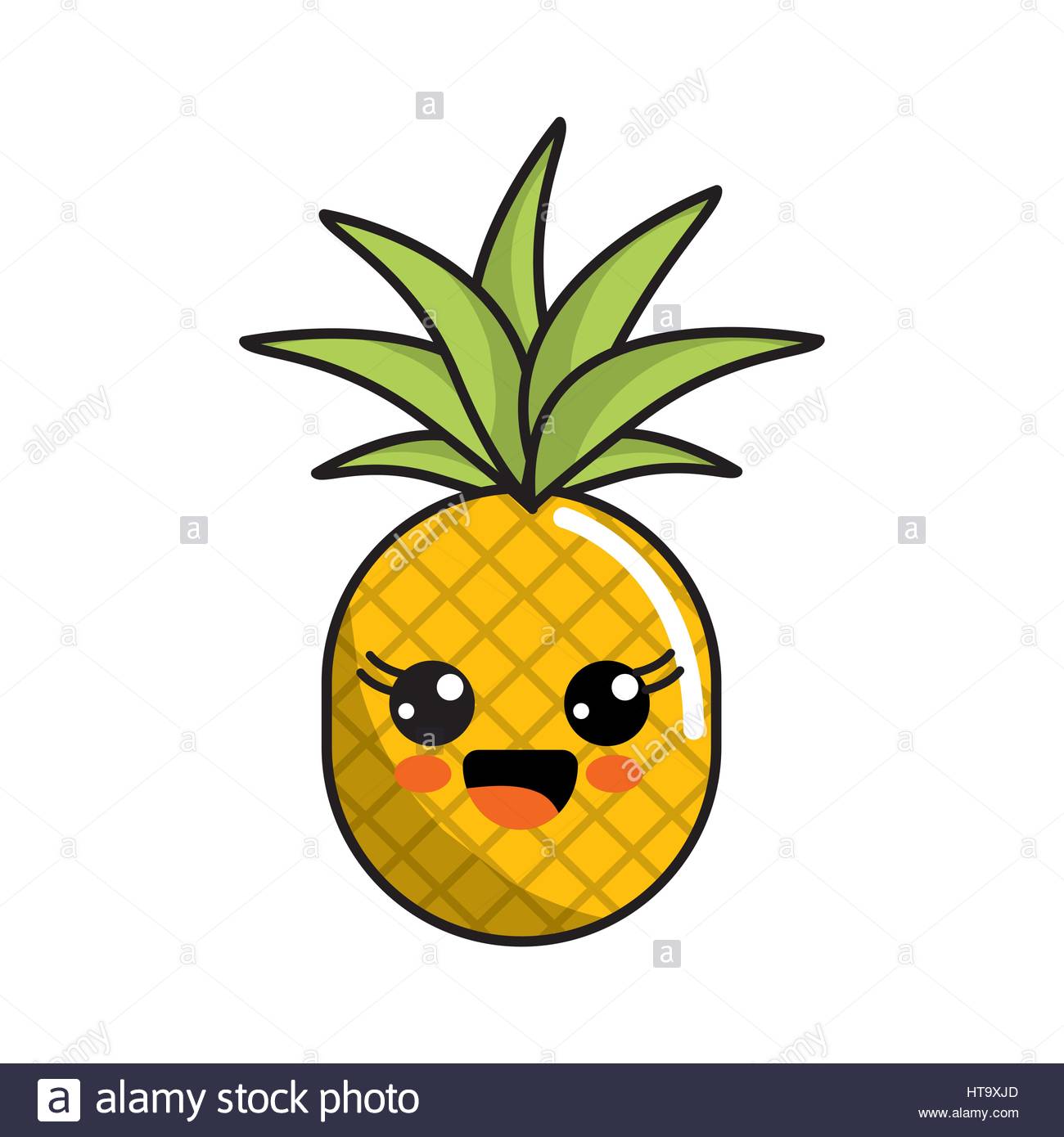 1300x1390 Color Kawaii Happy Pineapple Icon Stock Vector Art Amp Illustration