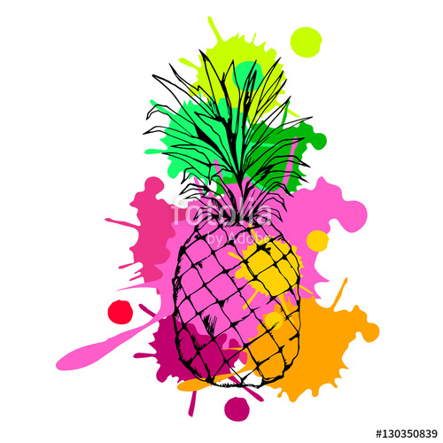 500x500 Pineapple, Vector, Fruit, Food, Tropical, Summer, Design Stock