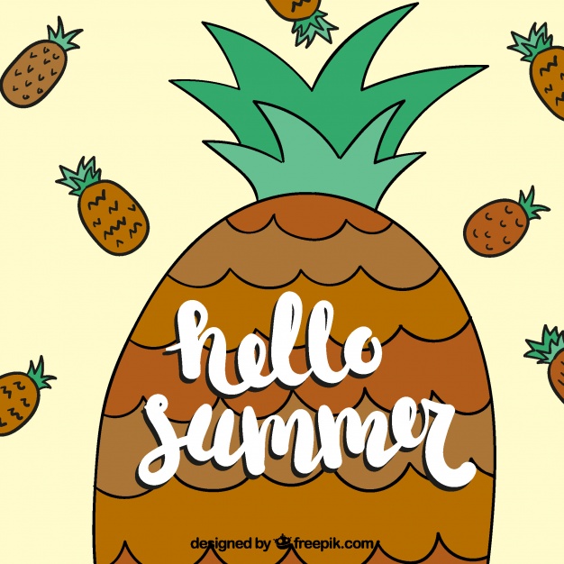 626x626 Background Of Happy Summer With Hand Drawn Pineapple Vector Free