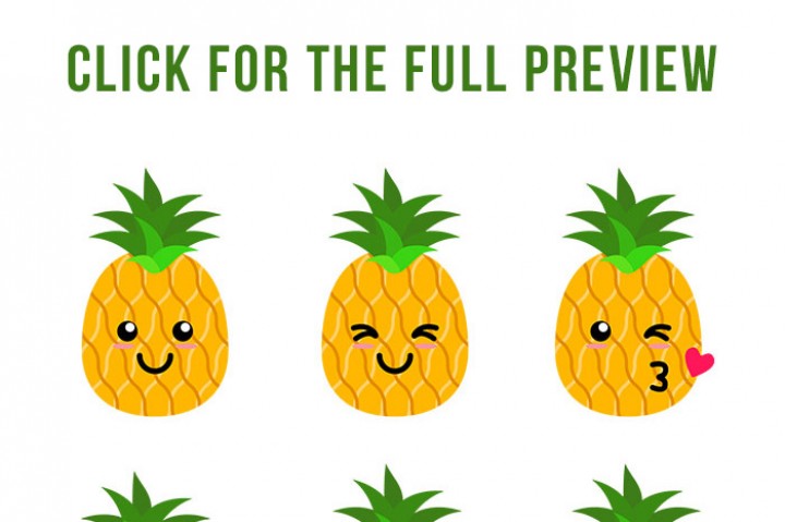 720x479 9 Cute Pineapples Clipart, Pineapple Svg, Tropical Fruit, Sunglass