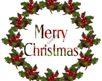 340x270 Holiday Clip Art Holly Toadstools And Thin Twigs Merry