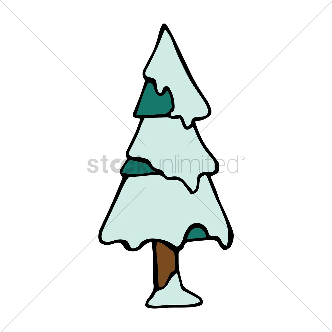 1300x1300 Pine Tree Covered In Snow Vector Image