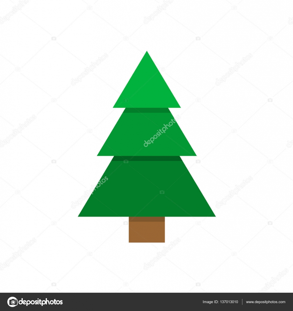 963x1024 Pine Tree Flat Geometric Paper Style Illustration. Stock Vector