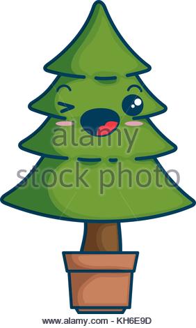 282x470 Kawaii Cute Happy Pine Tree Stock Vector Art Amp Illustration