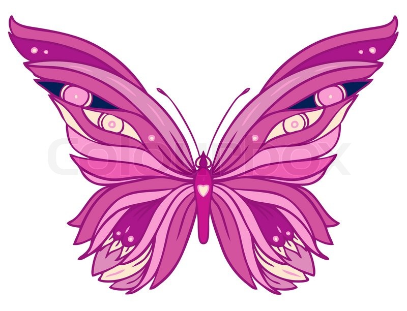 800x612 Pink Butterfly On White Stock Vector Colourbox