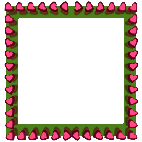 480x480 Pink Love Hearts Reflection On Green Square Border 3d Borders