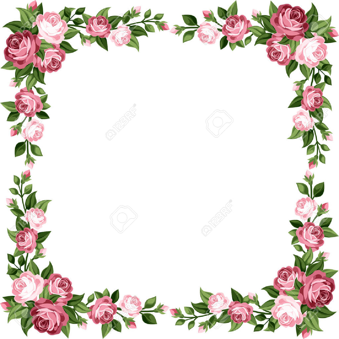 1300x1300 Pink Rose Clipart Borders Vintage Color