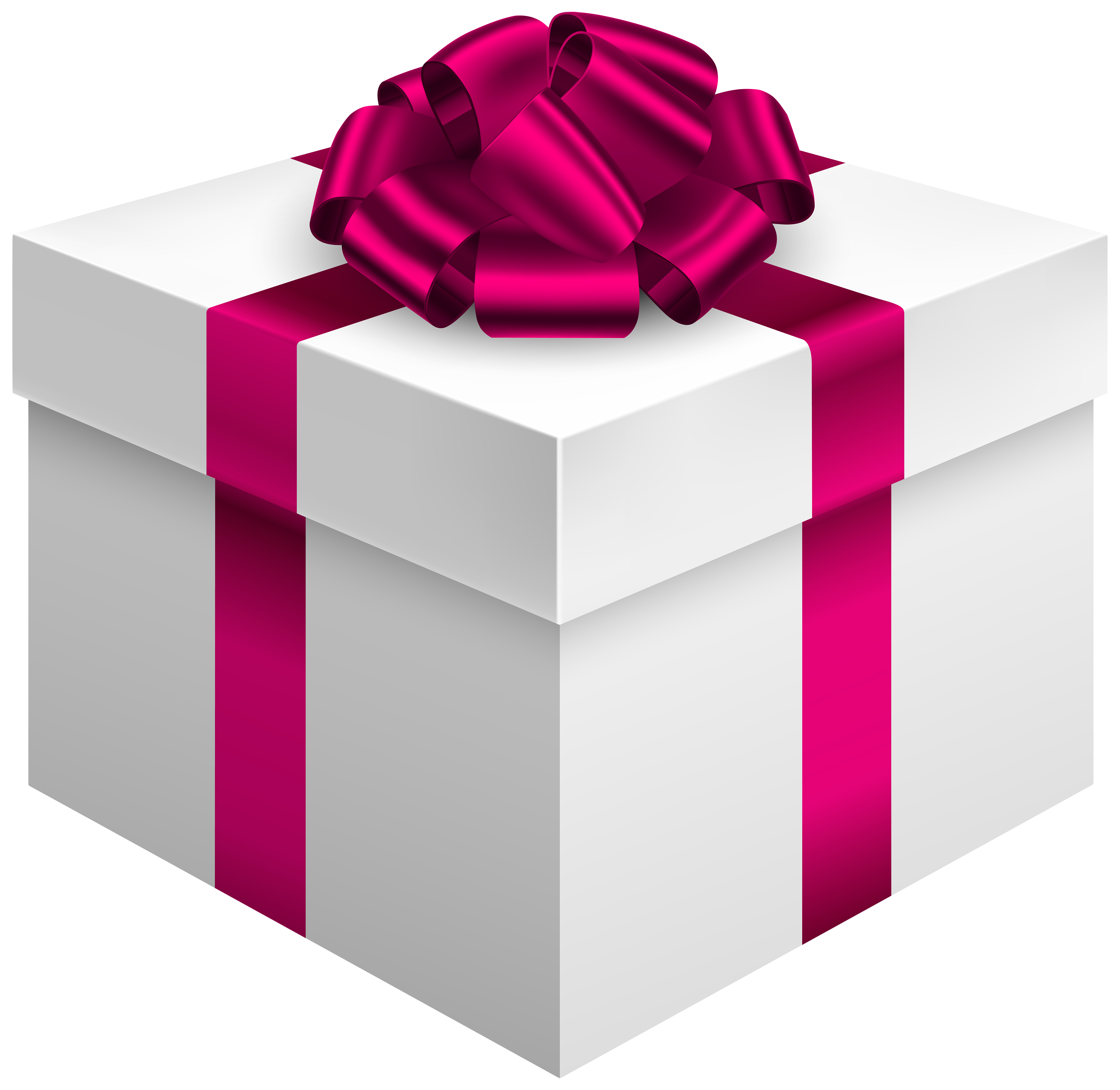 4000x3895 White Gift Box With Pink Bow Png Clipart
