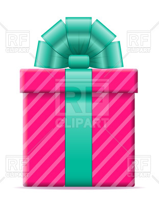 311x400 Pink Striped Gift Box With Bow Royalty Free Vector Clip Art Image