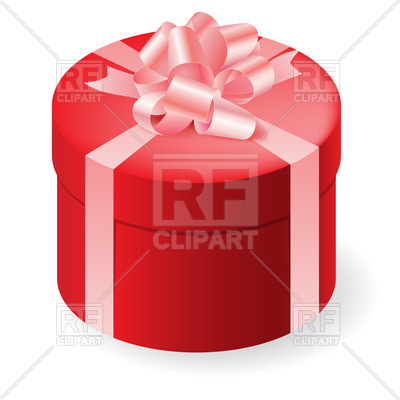 400x400 Red Gift Box With Shiny Pink Bow Royalty Free Vector Clip Art