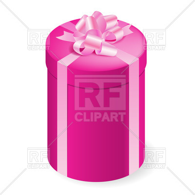 400x400 Round Tall Gift Box With Pink Bow Royalty Free Vector Clip Art