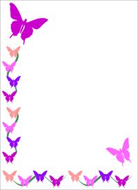 200x275 Butterfly Border Line Clipart