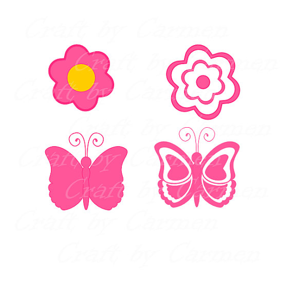 570x550 Butterfly Flower Borders Pretty Pink Scrapbooking Border