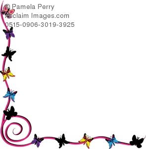 295x300 Art Illustration Of A Butterfly Page Border