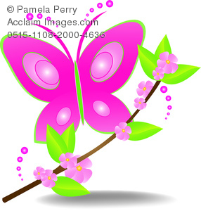 286x300 Clip Art Image Of A Whimsical Butterfly With A Branch Logo Design