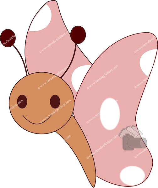 503x600 Cute Pink Cartoon Butterfly Vector Illustration. Lensdepictions