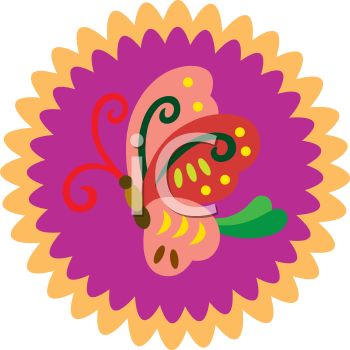 350x350 Pink Butterfly Design On A Flower Background