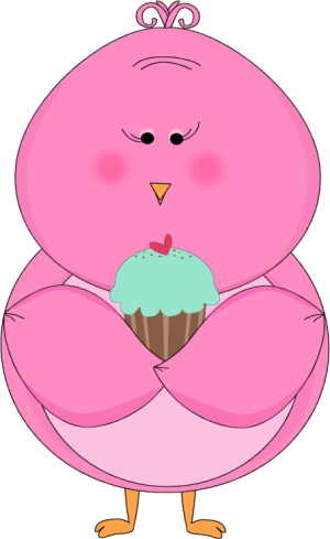 300x489 Pink Bird Eating A Cupcake Clip Art