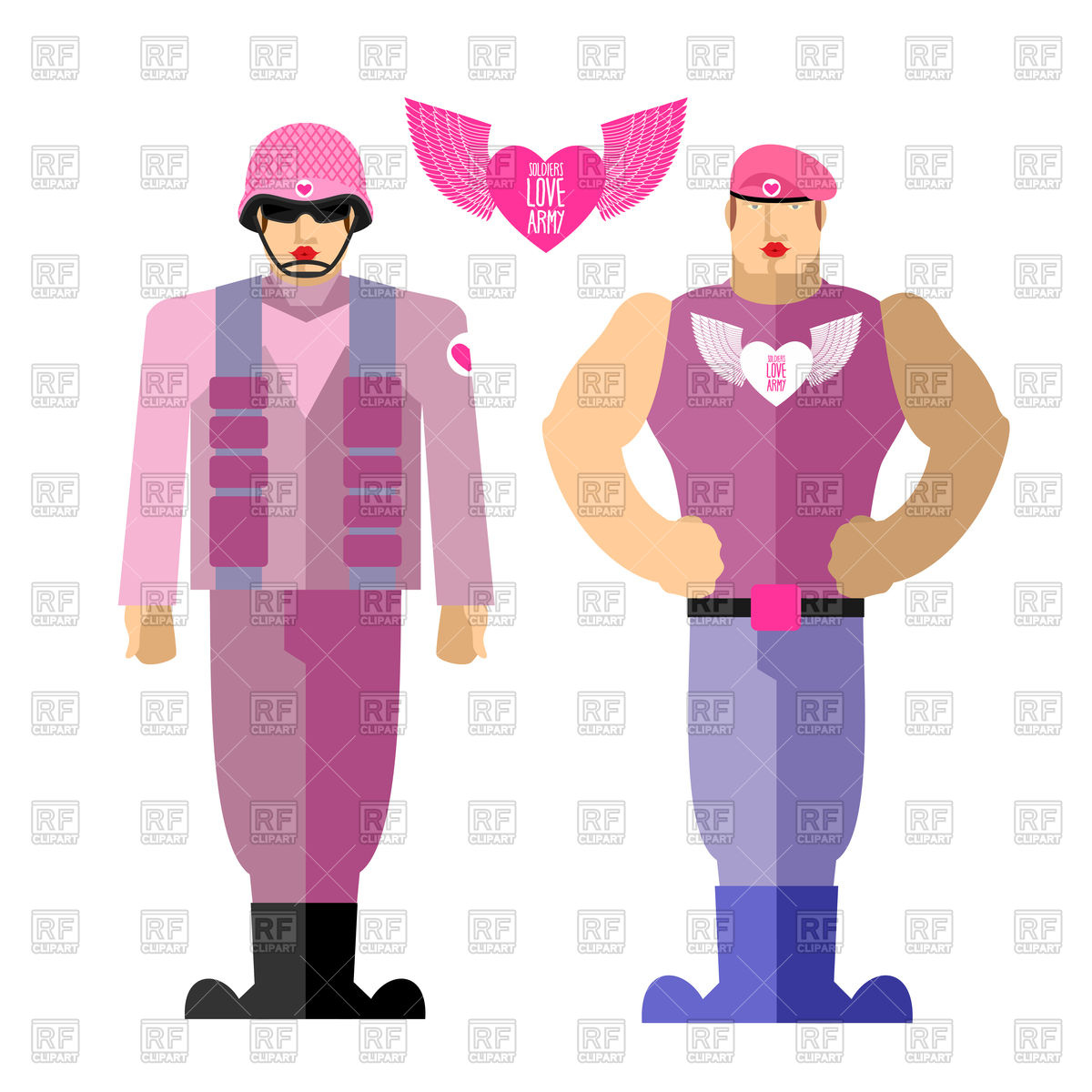 1200x1200 Gay Military In Pink Dress With Makeup Royalty Free Vector Clip