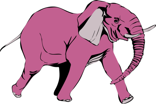 500x334 Pink Elephant Walking Vector Illustration Public Domain Vectors