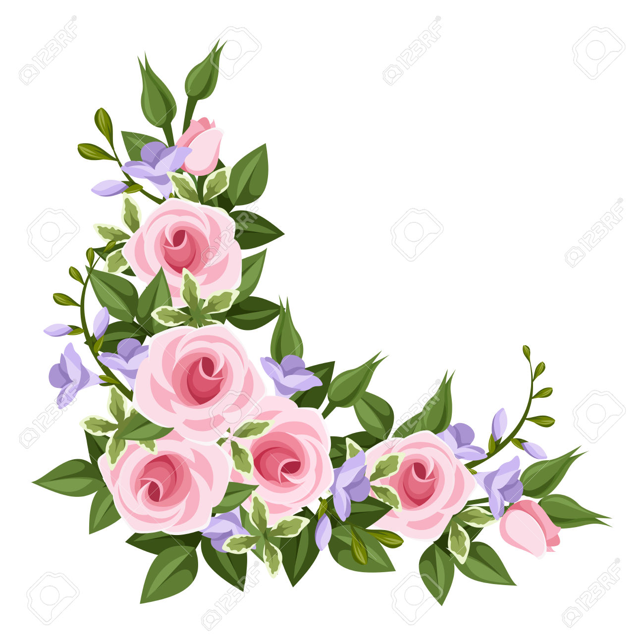 1300x1300 Pink Rose Clipart Floral Corner Borders