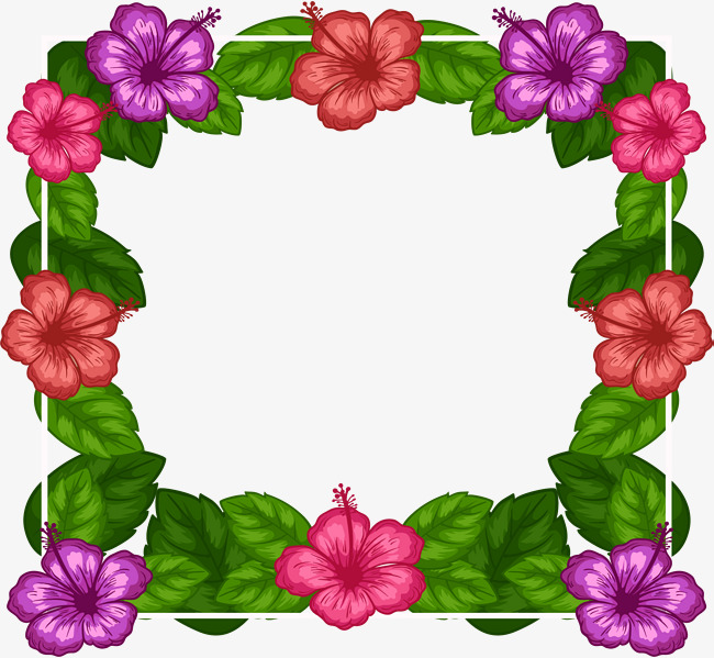 650x599 Pink Purple Flower Decorative Box, Vector Material, Summer Border