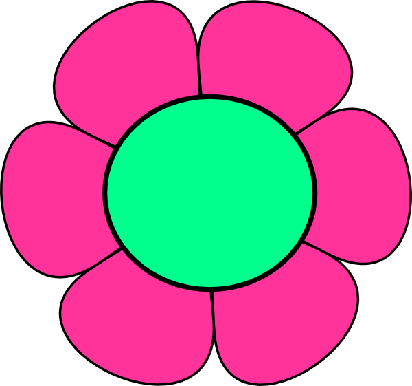 600x561 Pink And Green Flower Clip Art