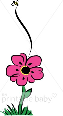 210x388 Pink Flower And Bee Clip Art Flower Baby Clipart