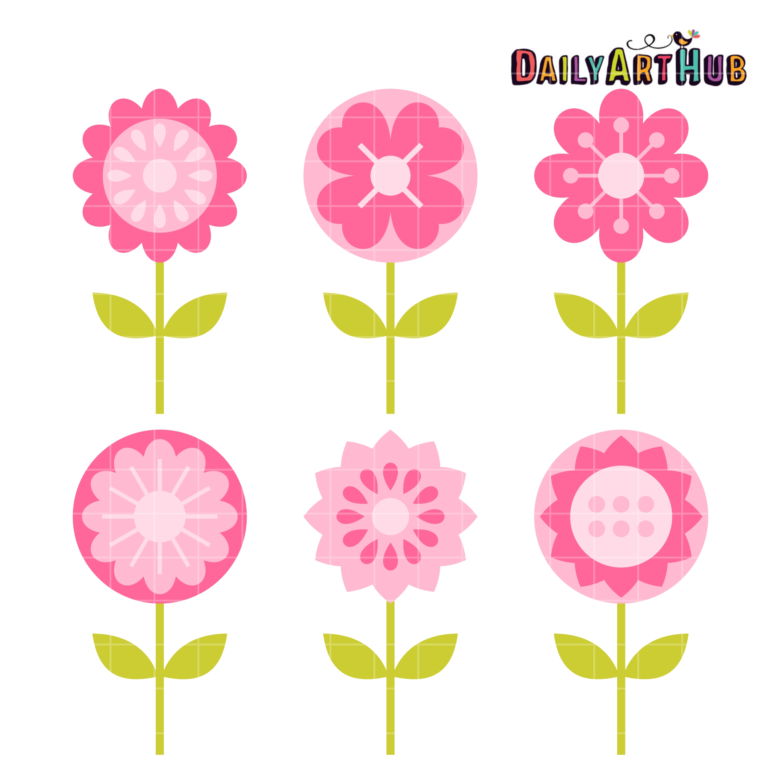 2664x2670 Pink Flowers Clip Art Set Daily Art Hub