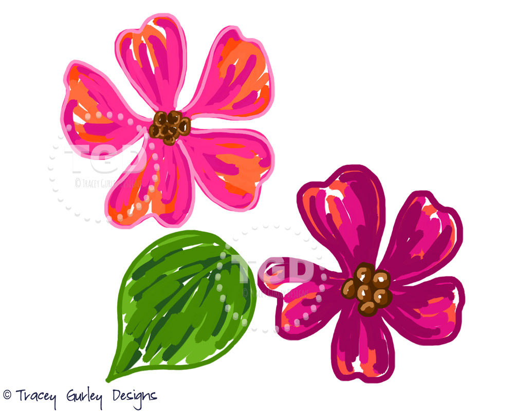 1000x800 Pink Flower Clipart, Watercolor Flower Clip Art, Dogwood Flowers