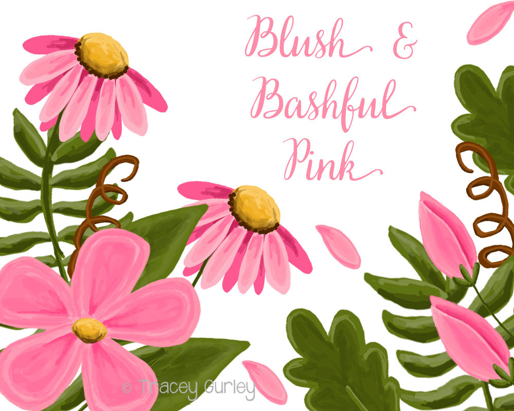 1000x800 Pink Flower Clip Art Set