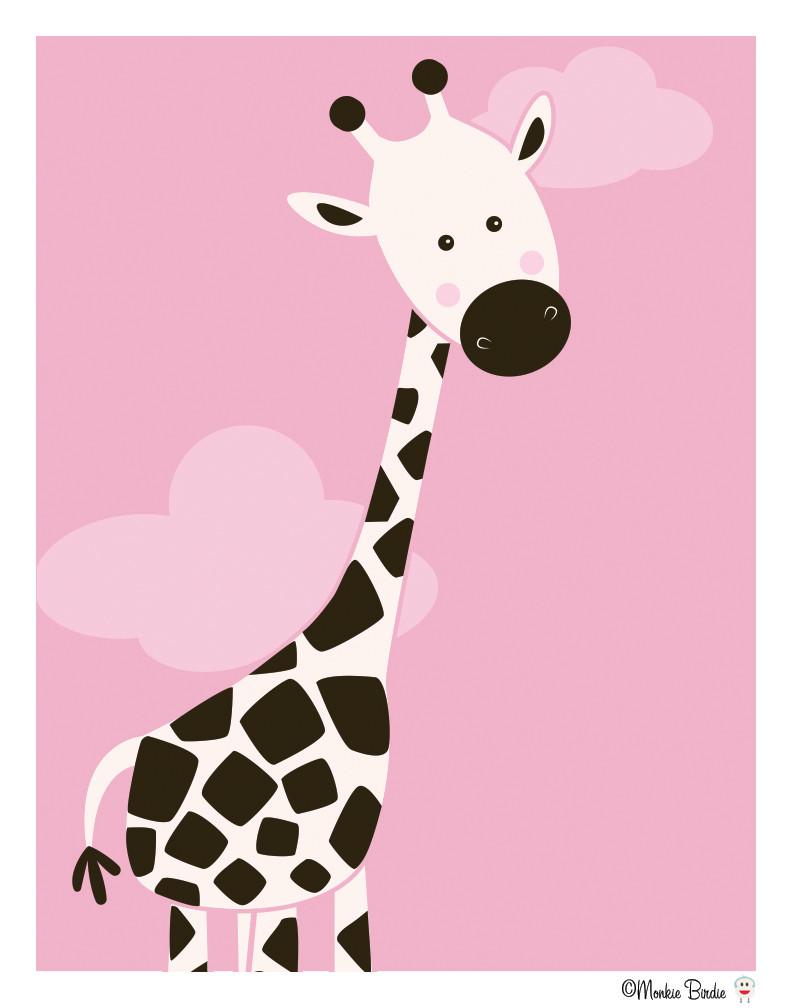 792x1008 Pink Giraffe Nursery Art Print Monkiebirdie