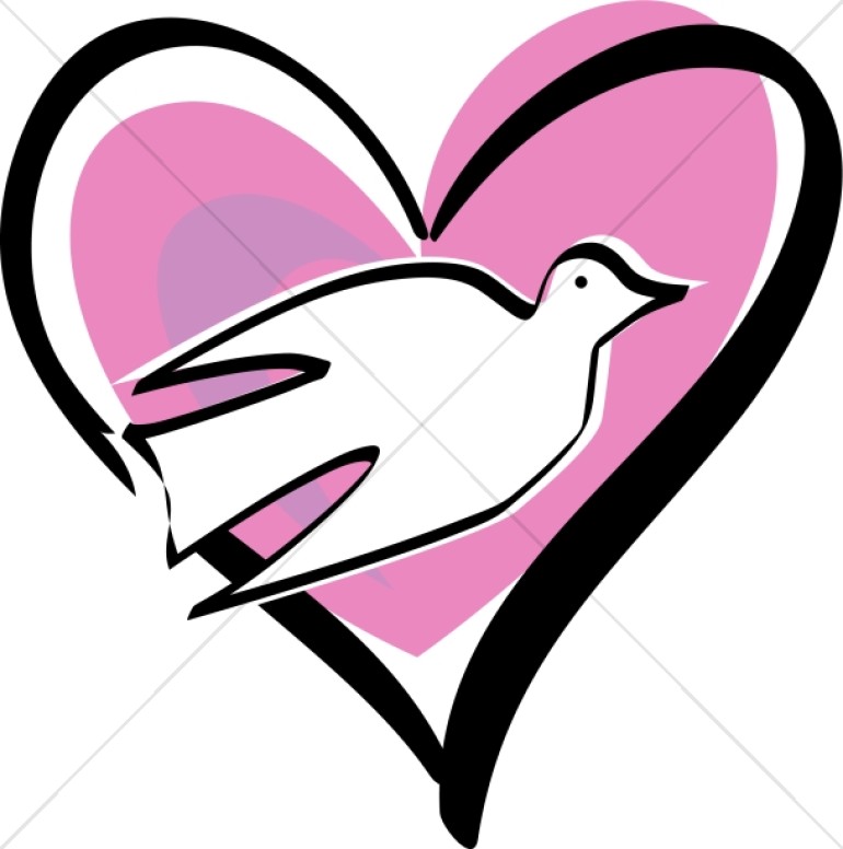 770x776 White Dove Pink Heart Christian Heart Clipart