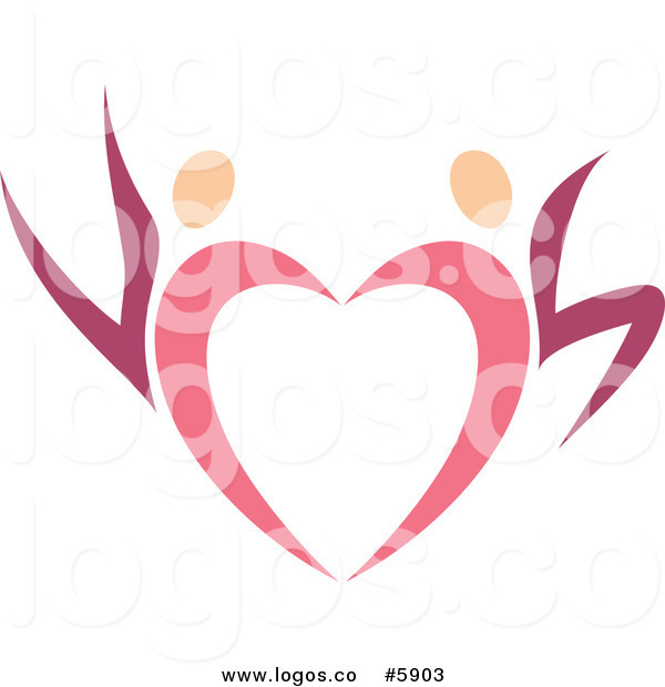 600x620 Royalty Free Vector Of A Logo Of Dancing Pink Heart People By