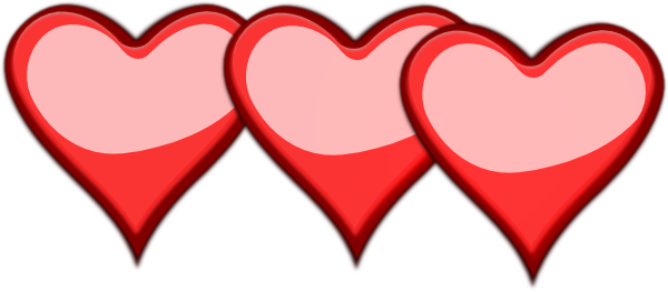 600x263 Three Hearts Clip Art