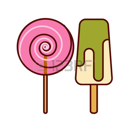 450x450 Pink And White Round Spiral Candy. Strawberry Lollipop. Flat