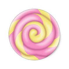 236x236 Pink Blue And Yellow Swirl Lollipop Classic Round Sticker Swirl