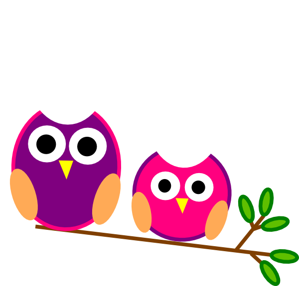 600x575 Cute Pink And Purple Owls Clipart