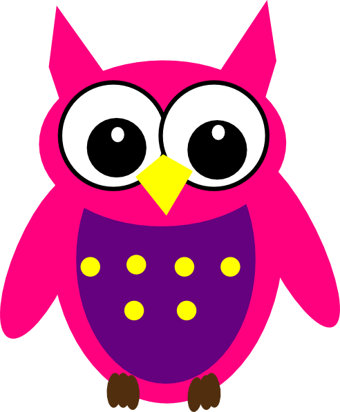 492x597 Pink Purple Yellow Owl Clip Art