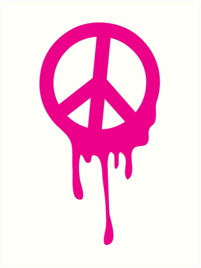 413x549 Dripping Peace Sign In Hot Pink Art Prints By Jazzydevil Redbubble