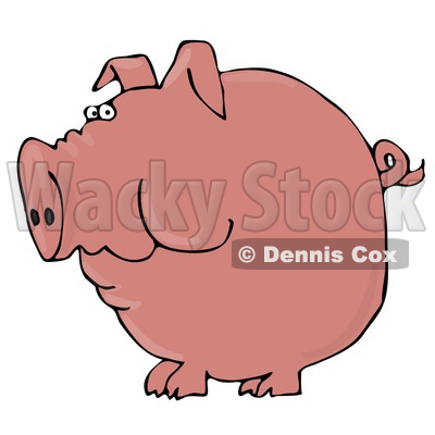 400x400 Illustration Of A Fat Pink Pig With A Curly Tail Holding Food
