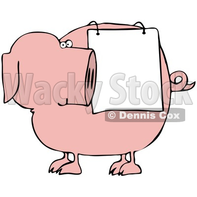 400x400 Illustration Of A Pink Pig Looking Back At A Sign Draped On His