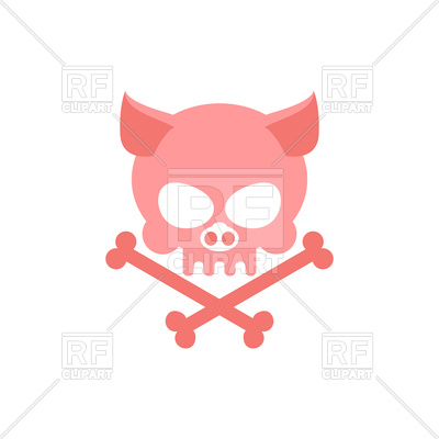 400x400 Pig Skull With Bones Royalty Free Vector Clip Art Image
