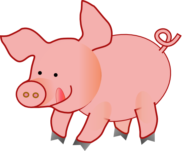 600x500 Pink Happy Pig Clip Art
