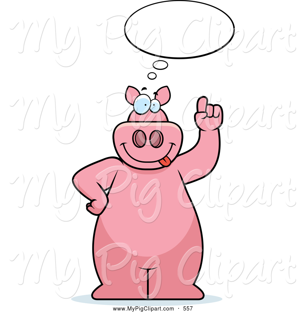 1024x1044 Swine Clipart Of A Big Pink Pig Thinking By Cory Thoman